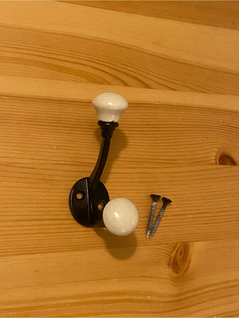 2/$25 Zara Home Porcelain and Black Double Wall Hook - White